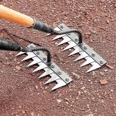 Garden Weeding Rake Heavy-Duty Carbon Steel Weed Puller 5/6/7/8 Teeth Weeder Rake Hand Uprooting Tool