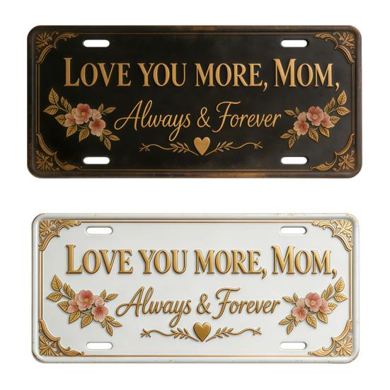 Love You More Mom Metal Wall Sign Vintage Floral Hanging Plaque Rustic Farmhouse Wall Art for Hallway Entryway Bedroom Decor Mother's Day Gift