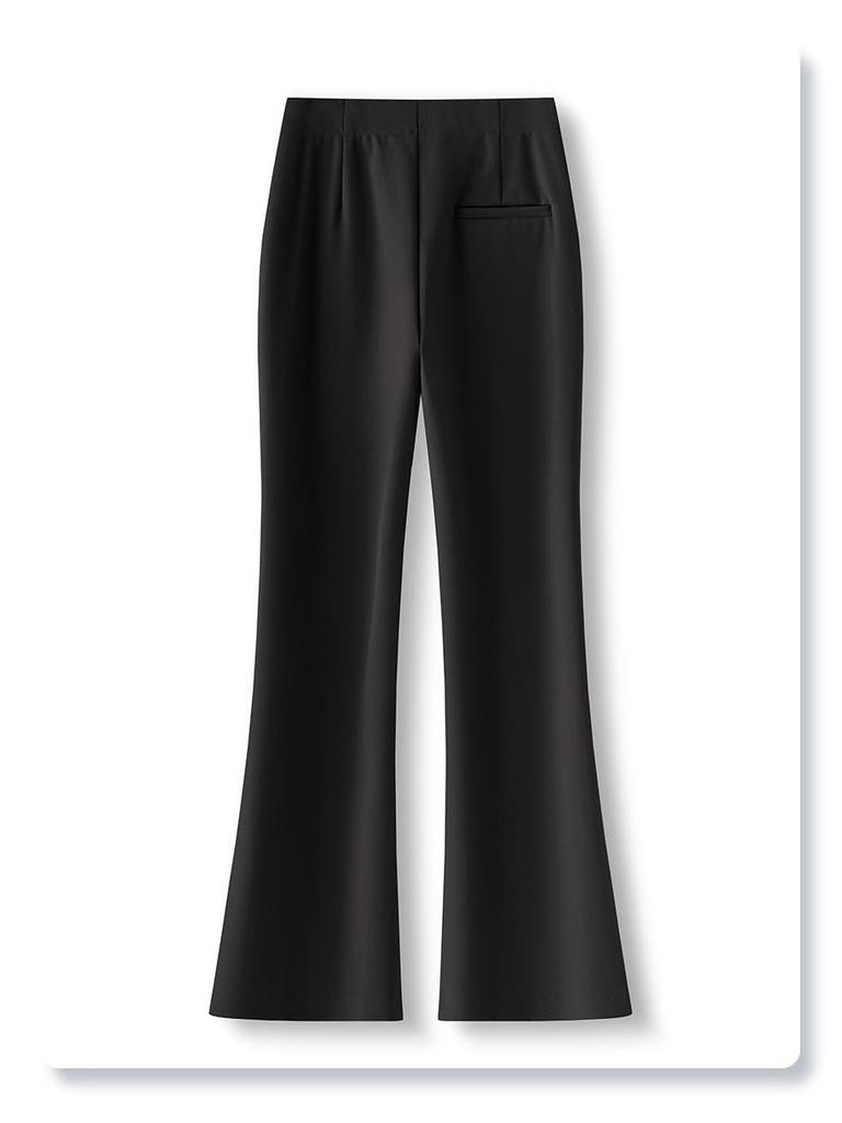 Women's Black Flared Pants - High-End Casual Draping for Spring 2025