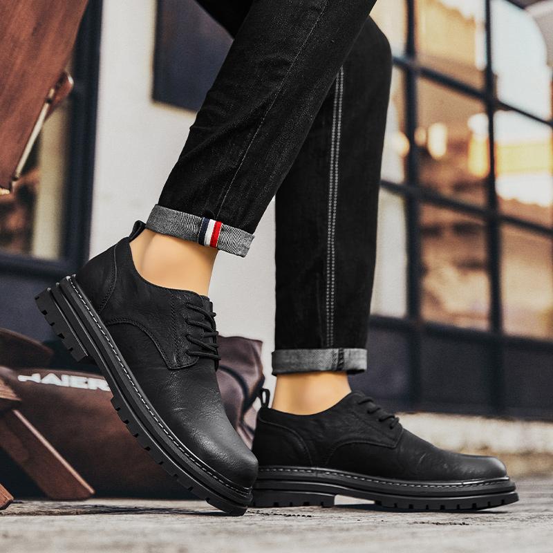 Fashion British Man Black Office Business Dress Leather Flats Man