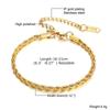 2/3/4/5mm Men's Stainless Steel Twisted Rope Chain Bracelets,Hip Hop Punk Adjustable Gold Color Chain Wristband Gift