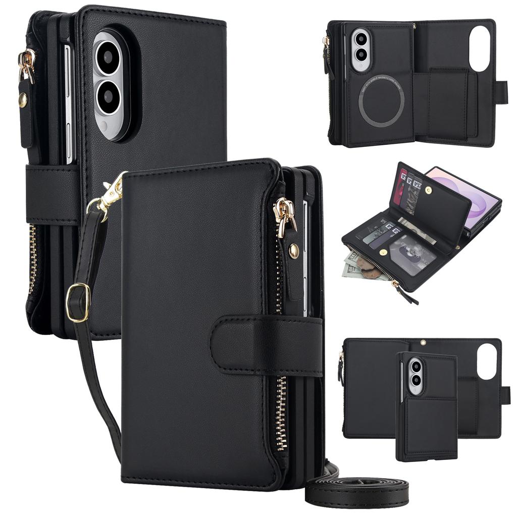 Crossbody Cards Solt Wallet Flip Leather Case for Samsung Galaxy Z Fold8 Fold 8 Wide Shockproof for Magsafe Book Stand Cover