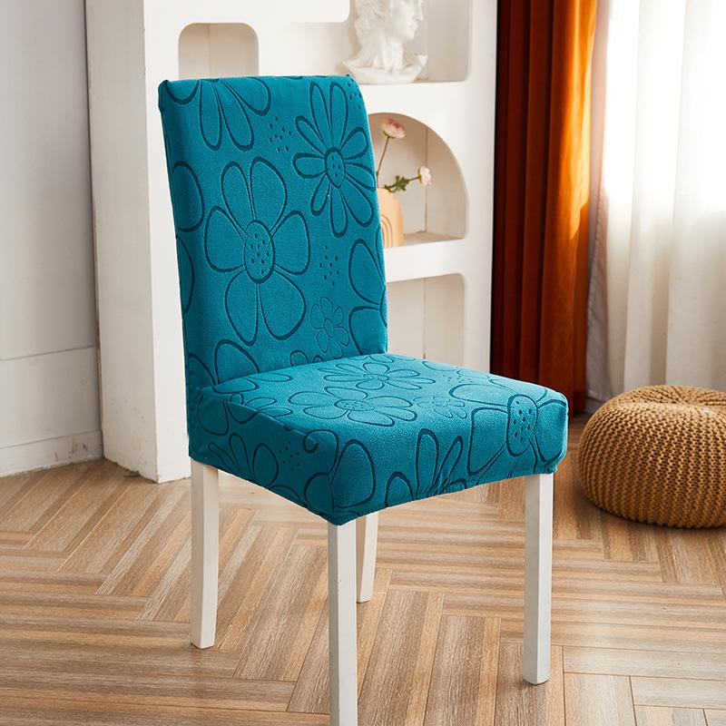 Elastic Chair Slipcovers Pure Color Sunflower Design Stretchable Seat Covers for Office Dining Chairs