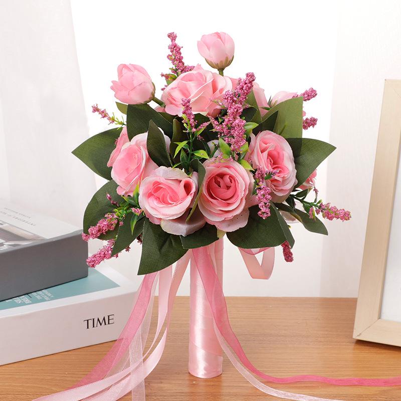 Silk Rose Flower Bouquet for Outdoor Wedding Dress Photography Props - Bridal Bouquet
