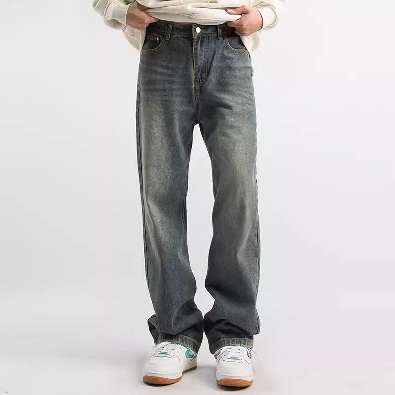 

2024 Autumn Men s Casual Straight-Leg Jeans - American Retro Style S синій