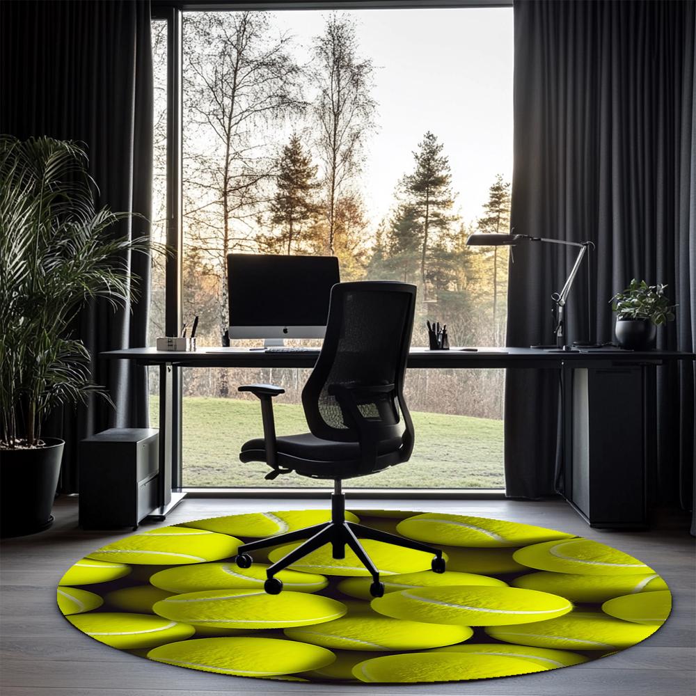 tennis Printed Round Rug Carpet Chair Rug Area Rug Entryway Doormats,for Office Chair Living Room Bedroom Kitchen Room.