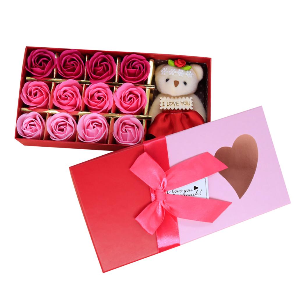 Valentine's Day 12Pcs Scented Soap Flower Gift Rose Box Bouquet Festival Gift