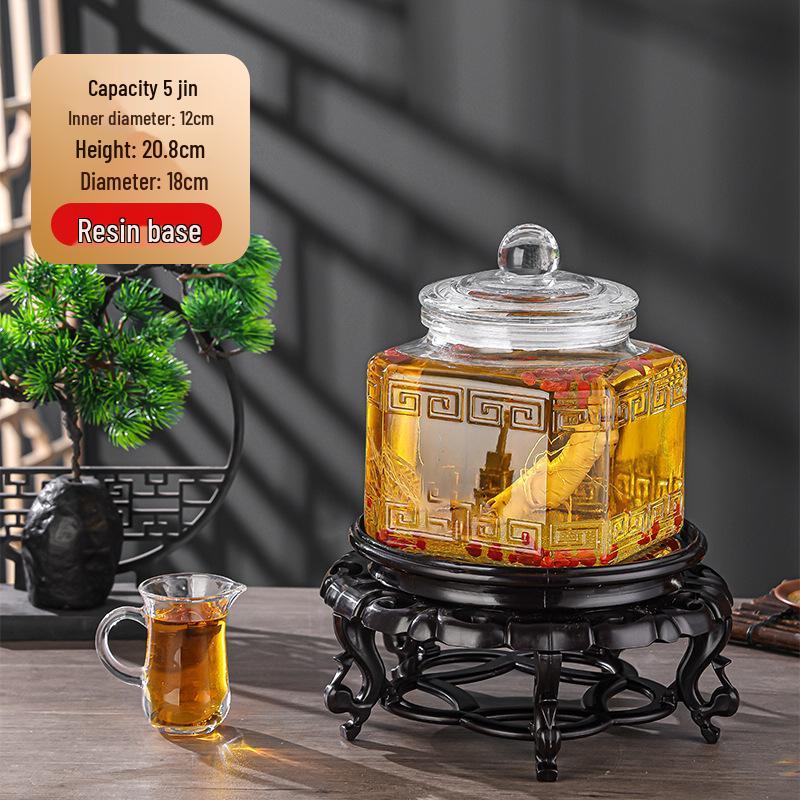 Luxury Sealed Wine & Baijiu Soaking Jar with Faucet for Household Use
