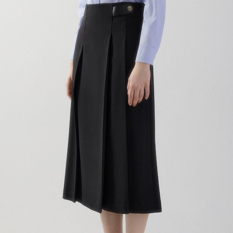 [She S miSS] Leather Point Pleated Skirt SwwSko11040 Bk