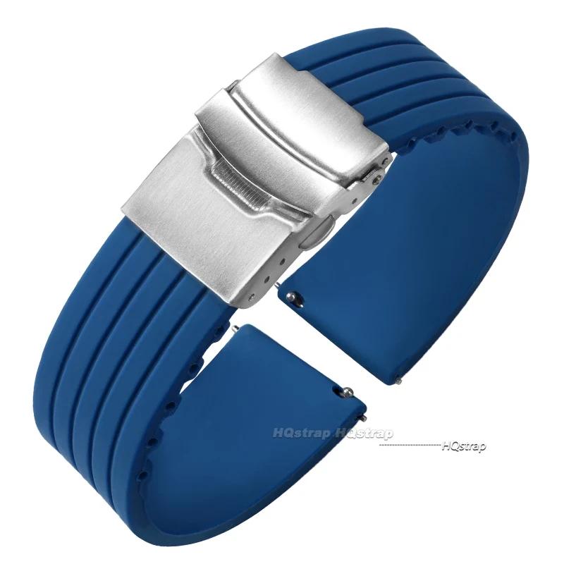 Silicone Rubber Watch Strap Deployment Buckle Band 18mm 20mm 22mm 24mm for Omega Watch Replace Strap for Seiko Sport Straps
