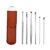 Ear Wax Removal Tool Kit, 6PCS Stainless Steel Ear Pick Set with Scoop and Spiral Tips, Yellow