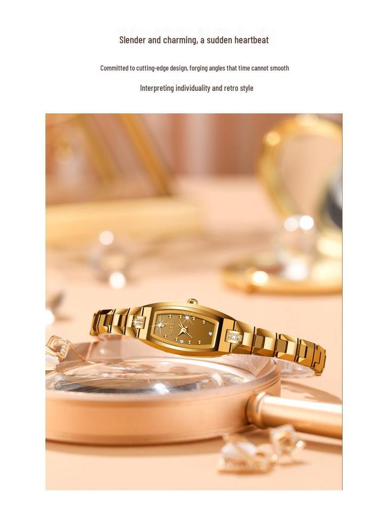 Tungsten Steel Waterproof Women's Watch with Imported Movement - Olis Cross-Border Style