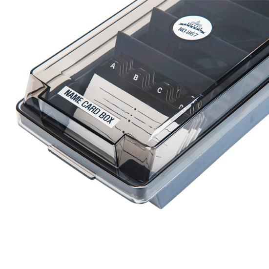 Large Capacity 4 Divider Board Business Card Index Holder Storage Box Organizer