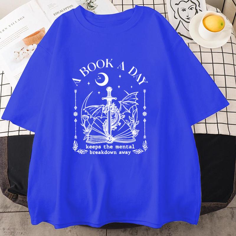 Dragon A Book A Day T Shirt Men Women Keeps The Mental Breakdown Away T-shirt Fantasy Book Lover Bookish Tshirt Reader Tees