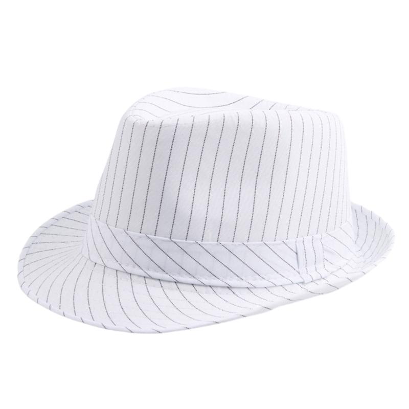 

Old-fashioned Top Hat Striped Short Brimmed Hat for Women Man Casual Wear Western Fedora Man Women Unisex Wear 60cm білий