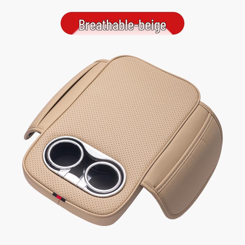Multifunctional Leather Car Armrest Pad with Storage, Cup Holder, and Protective Cover