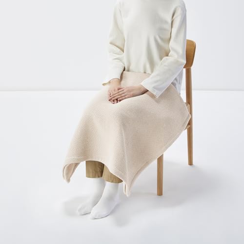 MUJI Cotton-Linen Waffle Weave Blanket, 80 x 130 cm, Natural Color, 84758379