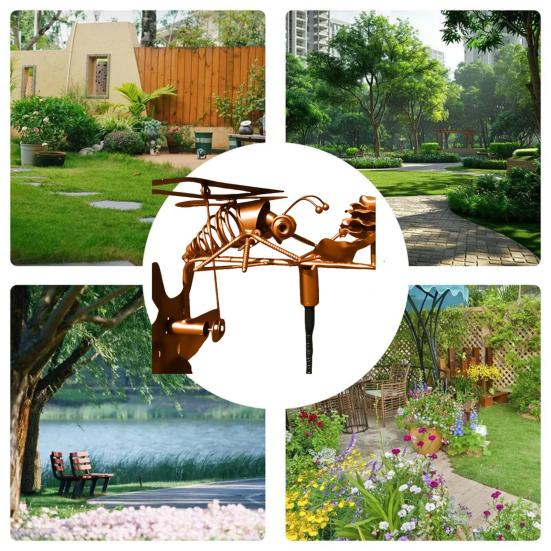 Håndlaget Metall Rockin' Bie Vindmølle Vinddrevet Kinetisk Blomst Bie Skulptur Statue Vindspinner Gård Plen Hage Terrasse Dekorasjon