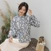 Johnature Women Vintage Shirts Tops Print Floral Stand Long Sleeve Autumn Blouses Button Shirts