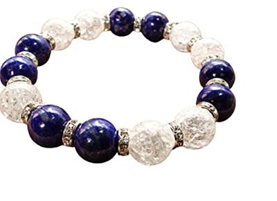 Leaf Stone Good Wear Genuine Lapis Lazuli On Your Large Lapis Lazuli and Cracked Quartz Power Stone Bracelet for Natural 12mm Size Approximately 17cm