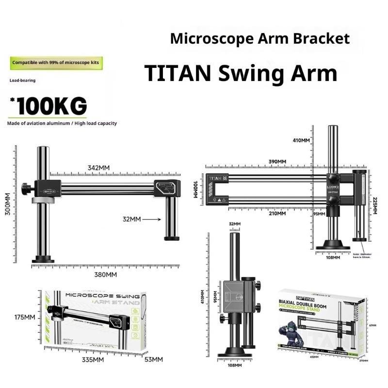 360 Degree Rotating Microscope Bracket Double Arm Boom Stand for Stereo Microscope Space Saving Suspension Design