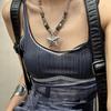 Goth Y2k Punk Necklace Beaded Simple Metal Necklace Sweater Chain Star Pendant Necklace  Streetwear