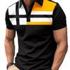Fashion Large Size Men's Short Sleeve Men's Striped 3D Printed Polo Casual Men's Tops Sweatshirt