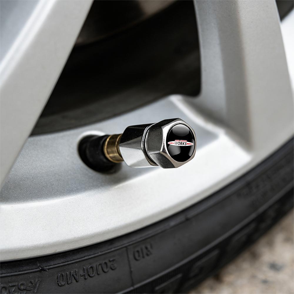 For mini nn124Pcs Metal Car Wheel Tire Valves Caps Dustproof Cover For Mini Cooper S JCW Works F54 F55 F56 F57 F60 R50 R52 R53 R55 R56 R57
