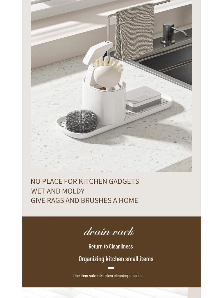 Japanese Dual-Use Kitchen Rack: Manual Soap & Hand Sanitizer Dispenser