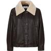 JIUZI Vintage Faux Fur & PU Leather Patchwork Down Jacket