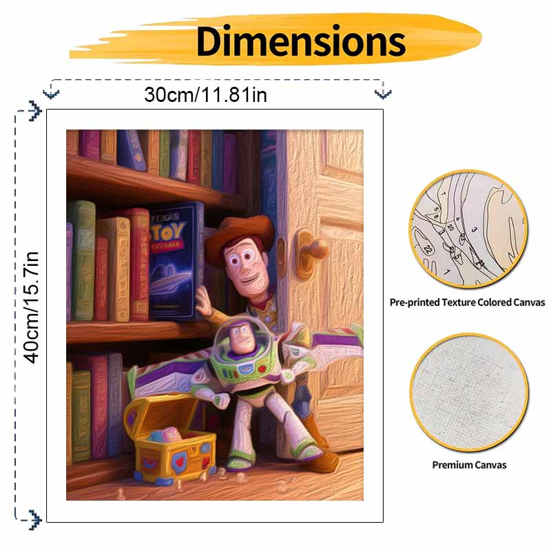 Disney Digital Oil Painting Art Kit Toy Story Buzz Lightyear Woody Handmade Coloring Painting Home Decor