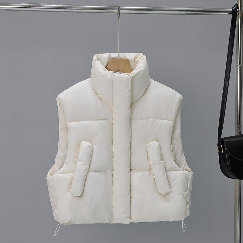 Winter women's loose versatile vest vest stand-up collar down cotton vest windproof Korean version short