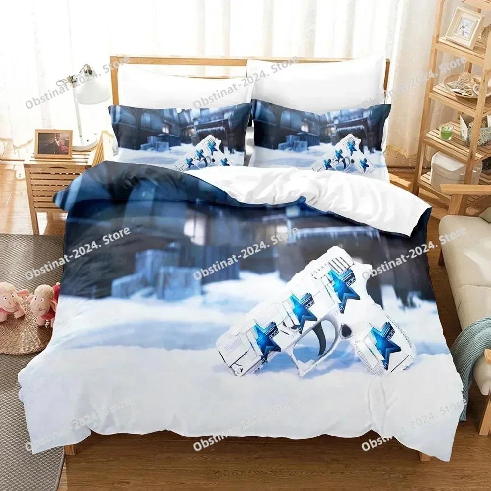 3D-Shooter-Spiel Csgo Bettwäsche-Set Bedruckte einzelne Decke Steppdecke Bettbezug Kissenbezug 3-teilige Sets Kinder Erwachsene Größe