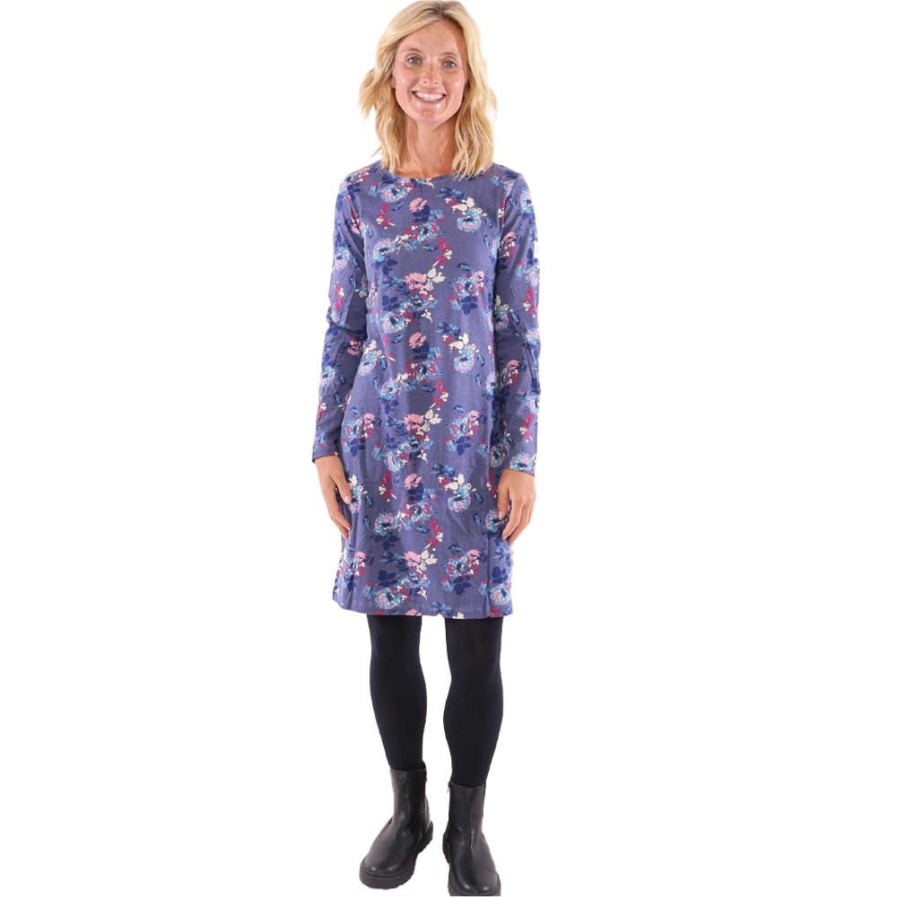 Lazy Jacks Womens/Ladies Fleur All-Over Print Long-Sleeved T-Shirt Dress