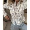Summer New Women's Top Fashion Temperament Casual Lace Stand-up Collar Slim-fit Shirt