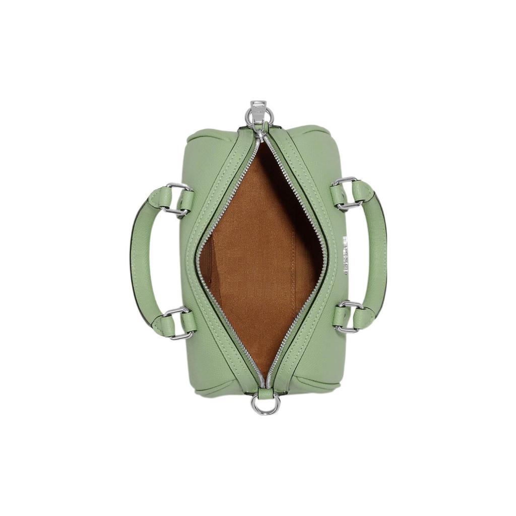 Coach 18 Silver Letter Logo Plaque Crosshatch Leather Boston Bag Women Handbags Light-Green CH157-SVTY6