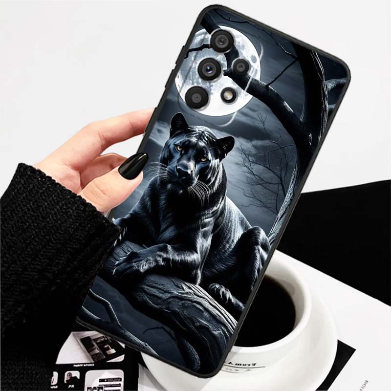 Löwe Bär Katze Cool Für Samsung A73 A72 A71 A55 A54 A53 A52 A51 A13 A22 A16 A15 A12 A14 A26 A07 5G Schwarze Handyhülle