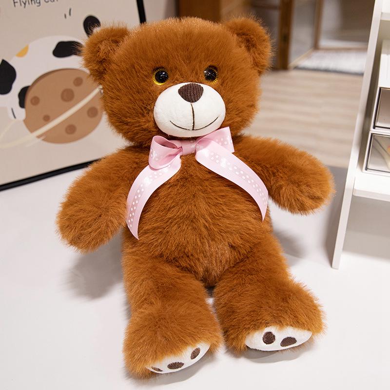 Small Tricolor Ribbon Teddy Bear Plush Doll - 7 or 8 Inch Gift