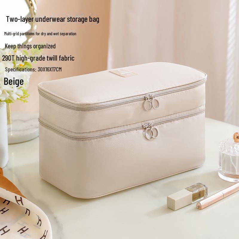 Two-Layer Travel Organizer for Underwear, Socks, Bras, and Accessories