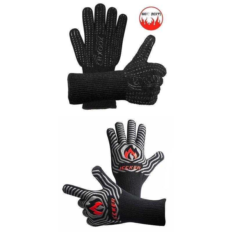 Hitzebeständige 500°C BBQ-Handschuhe - Aramidfaser Silikon, rutschfest, wärmeisolierend, flammhemmend, für Ofen & Küche geeignet