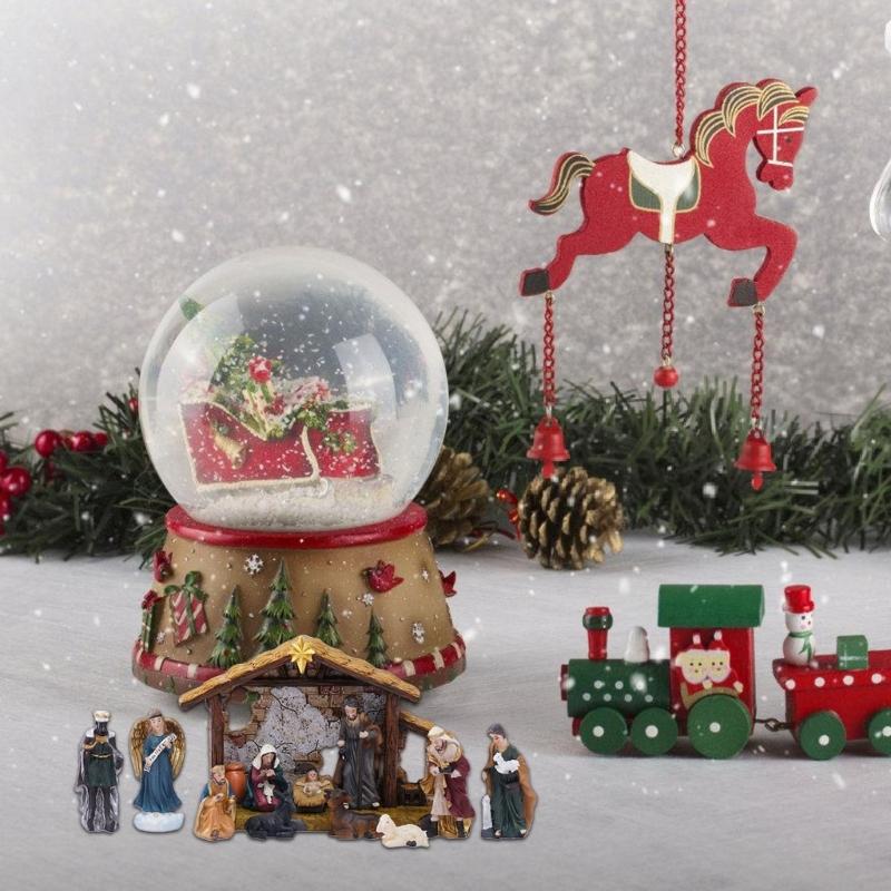 Statuine Presepe di Natale Resine Statua Scena Natività con Stalla Statua Sacra Famiglia Centrotavola Decorazioni per la Casa