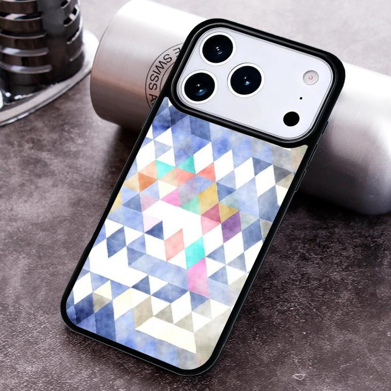 Watercolor Triangle Pattern Phone Case For iPhone 17,16e,15,14,13,12,11,Mini,Pro,MAX soft Silicone Cover