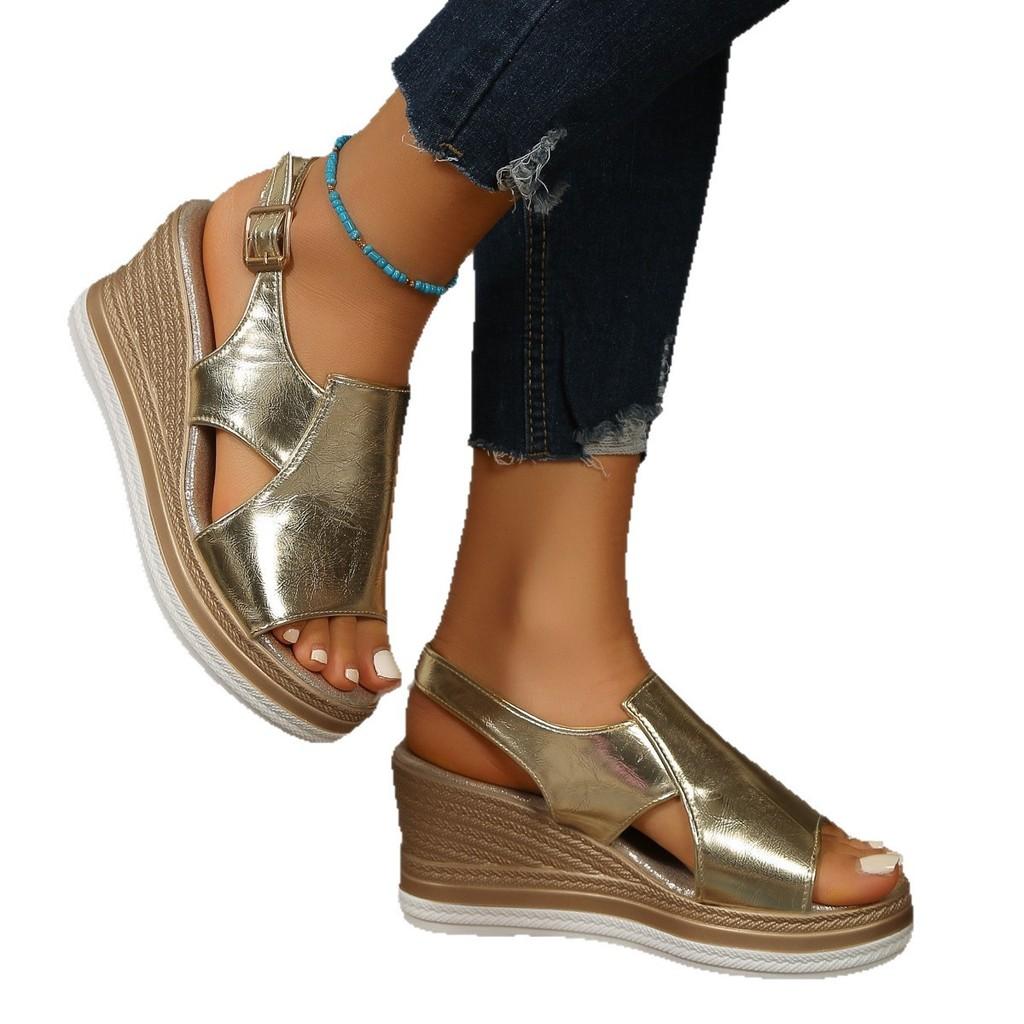 Summer Womens Open Toe Chunky Heel Sandals With Adjustable Buckle For Casual Outfits