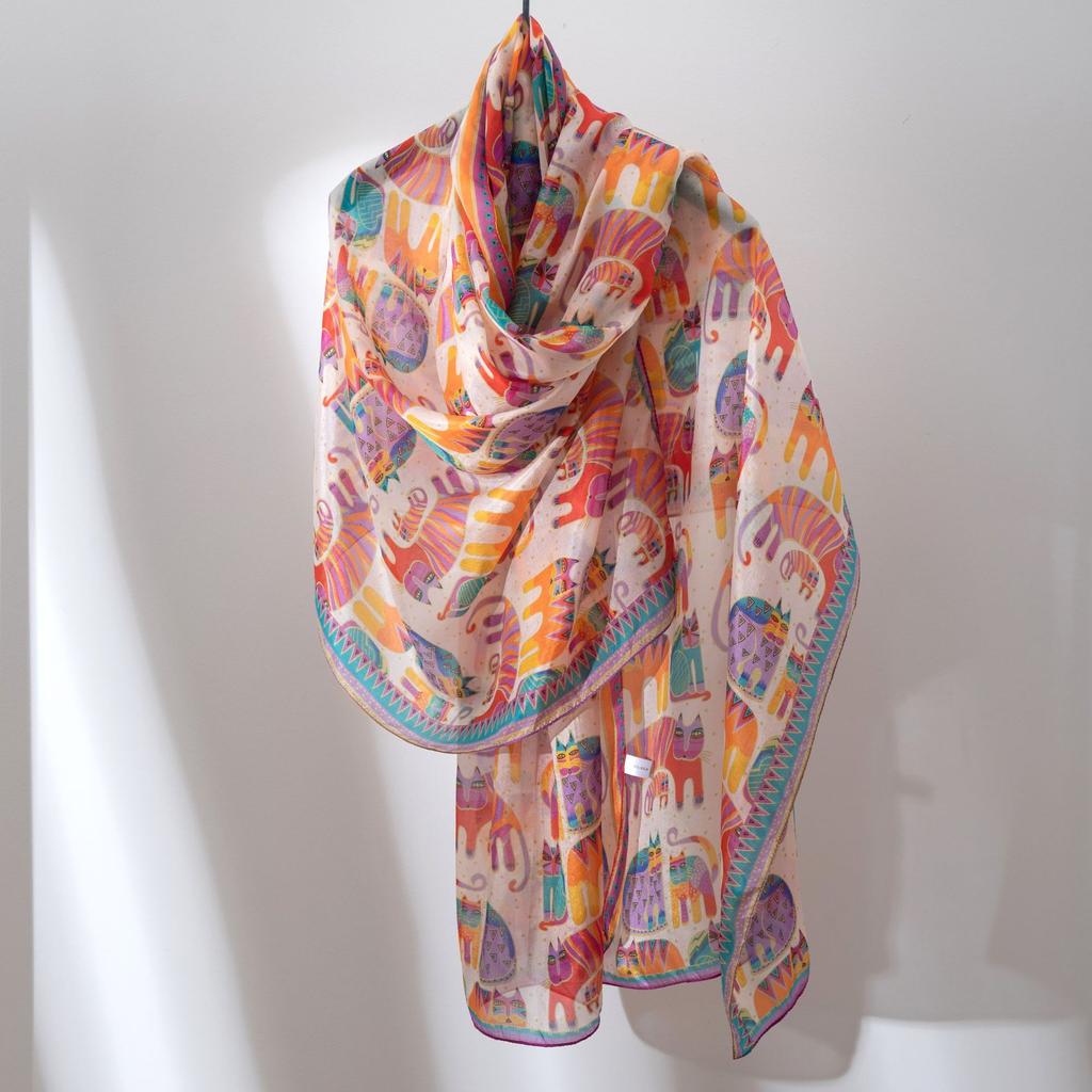 New Summer Scarf Jurchen Silk High-end Feeling  Fashionable and Versatile Printing Style for Mother