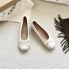 French Retro Soft-soled Single Shoes Silver Women's Shoes Summer Ladyshoes Evening Bow Red Flats Ballet Shoes