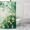 1pc Wildflowers & Green Vines Shower Curtain, Refreshing Nature Beauty,Plastic Hooks Included, Perfect for Modern Bathroom Decor