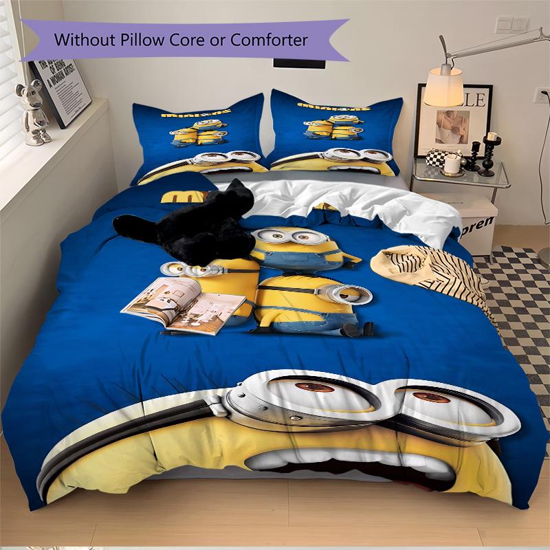 Minions Adventure Begins Print 3Pcs Bedding Setduvet Cover With 2 Bedropillowcase Home Birthday Gift