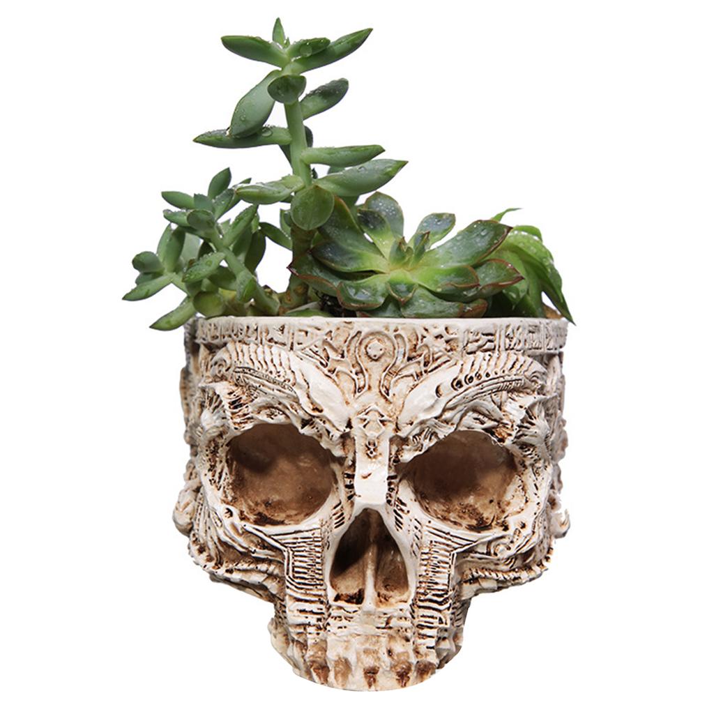 Halloween Skull Flower Pot Gothic Skeleton Planter Container Organizer Suitable for Home Garden Decor