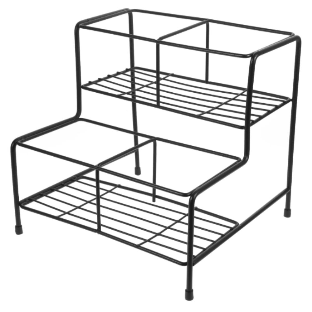 Premium Metal Coffee Syrup Rack Black Color 4 Grids Design Spice Rack Easy Installation Easy to Clean Drink Stand
