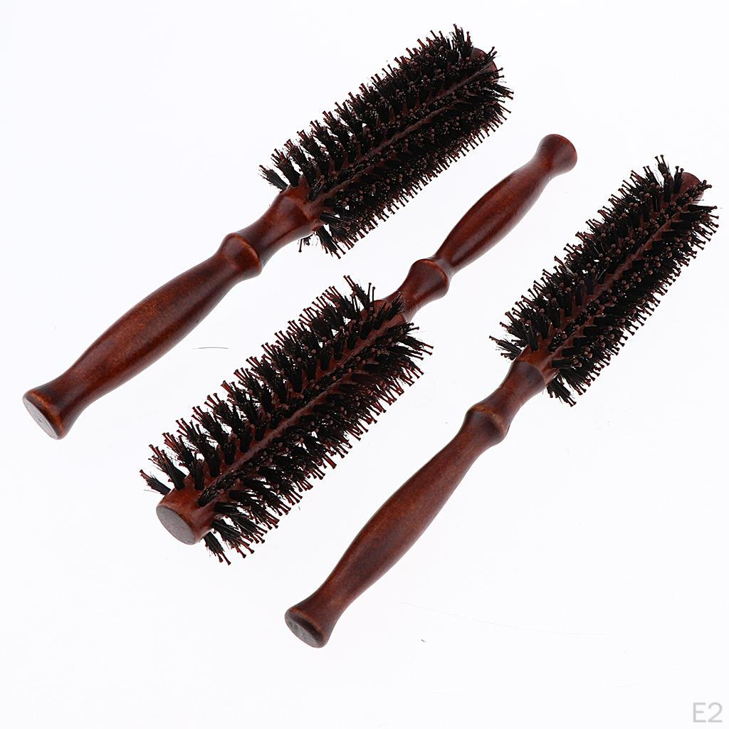 Dryer & Curling Roll Styling Hairbrush with Wood Handle Used While Blow Drying, /Snag/Frizz ,